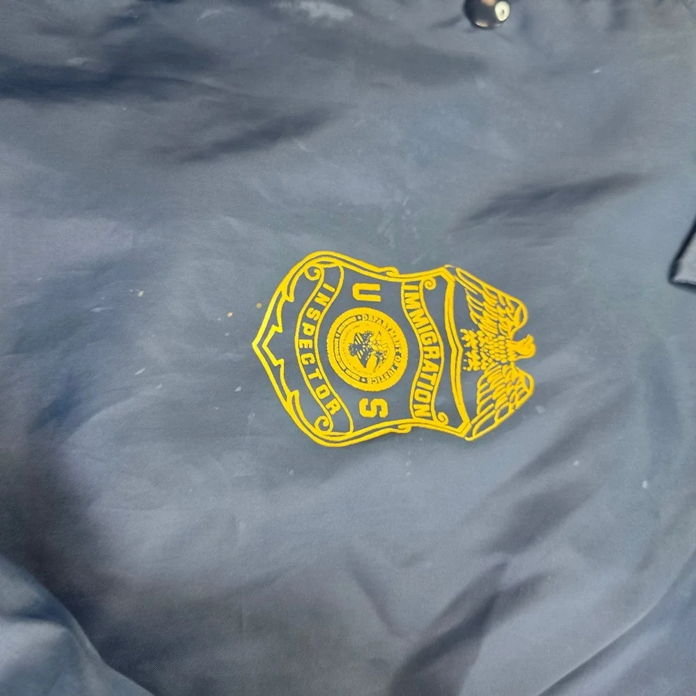 VINTAGE INS Federal Agent Immigration Coach Jacket Mens 2XL Blue Hartwell Sports